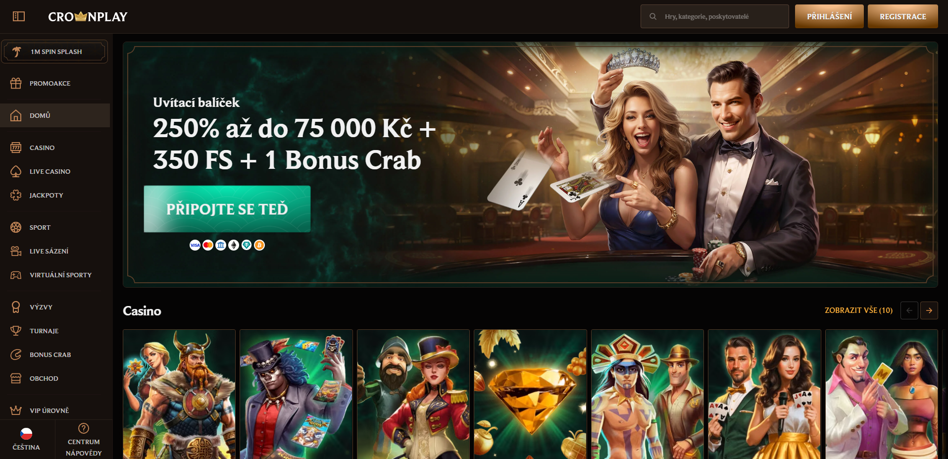 CrownPlay Casino rozhraní